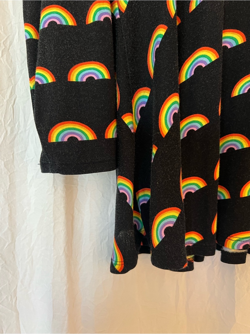 ModCloth Rainbow Long Sleeve Peplum Mock Neck top - Picture 5 of 6